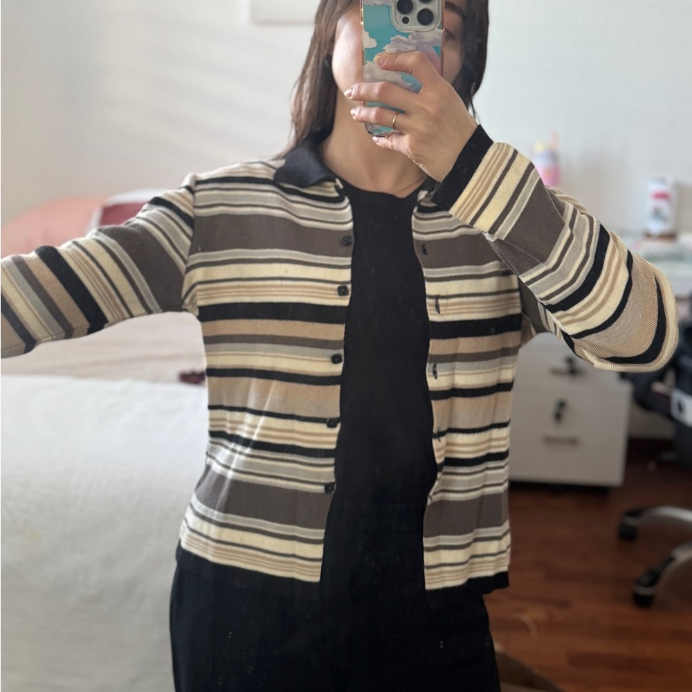 Striped Button-Up Cardigan - Picture 2 of 7